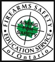 Safety Education Service of Ontario logo with target and green leaf that says Aiming for Safety