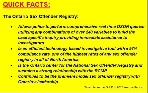 Facts about the Ontario Sex Offender Registry