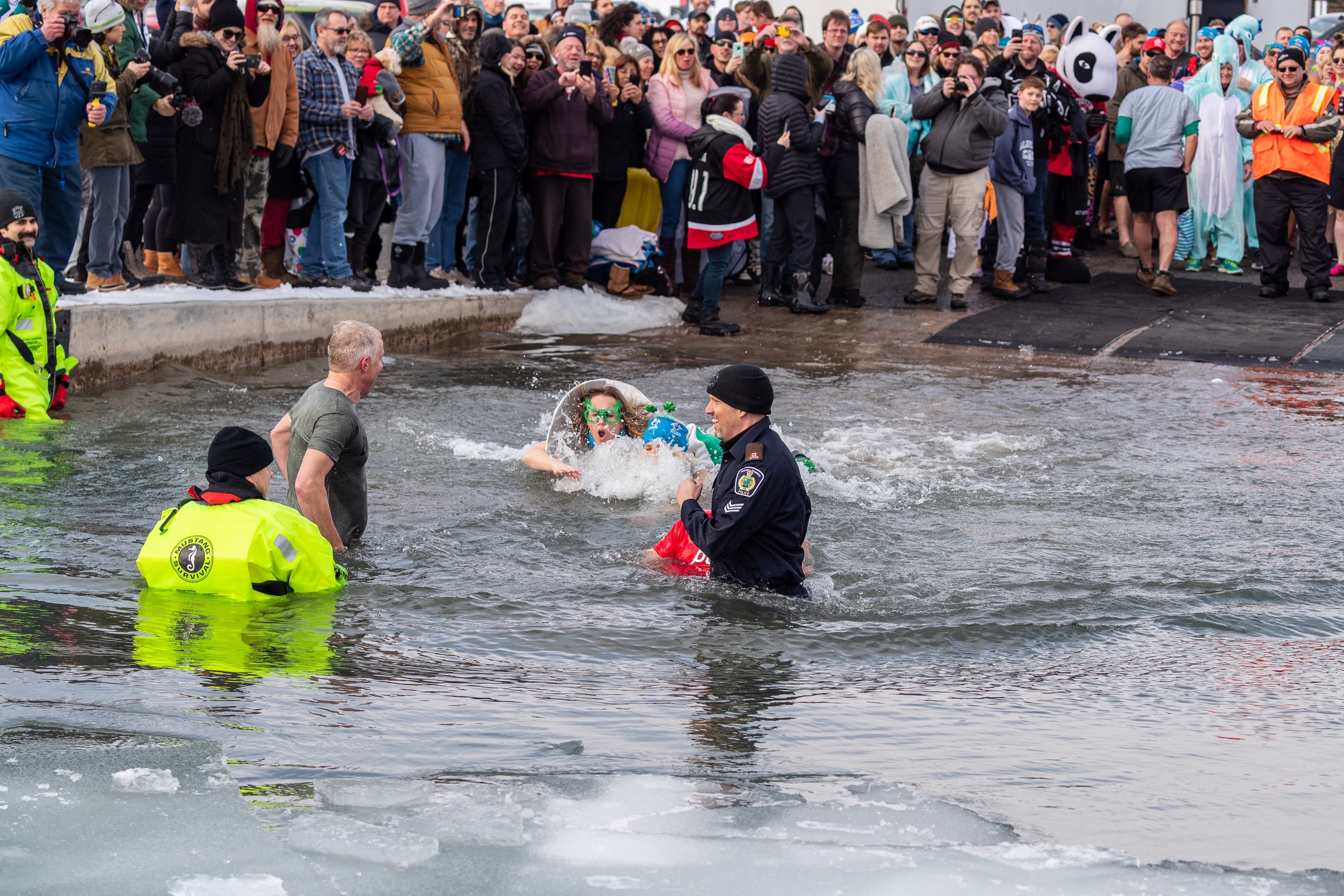 people in cold water