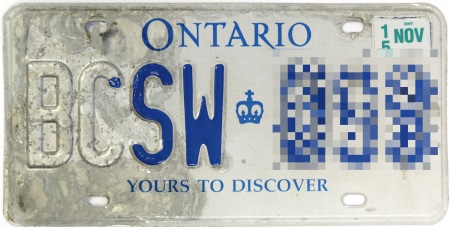 Peeling licence plate