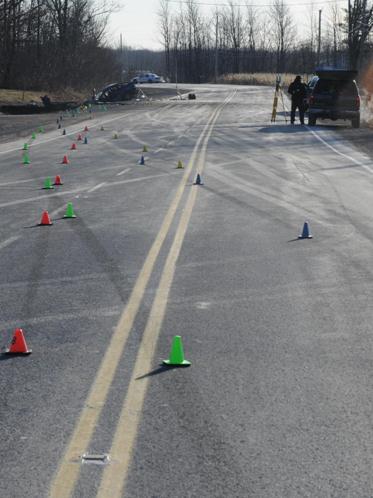 Investigators reconstructing accident scene