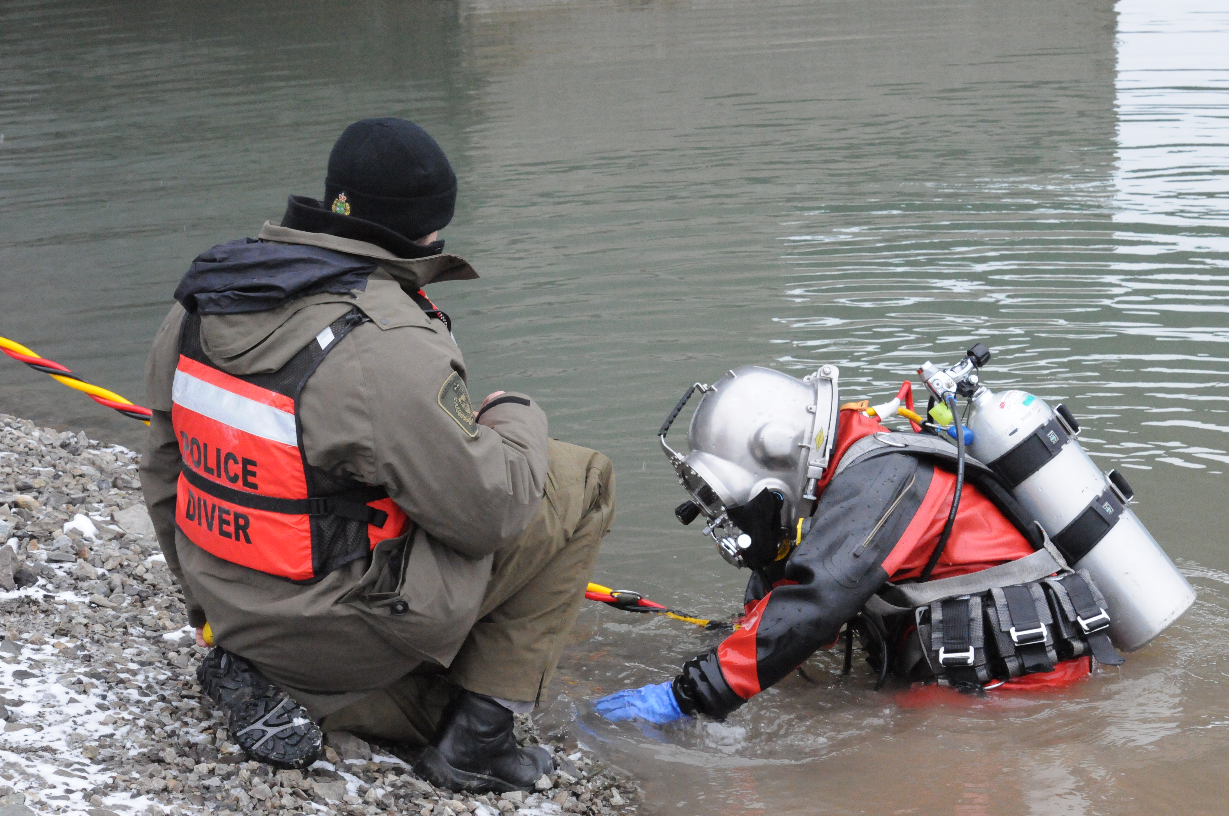 Diver coming out of water