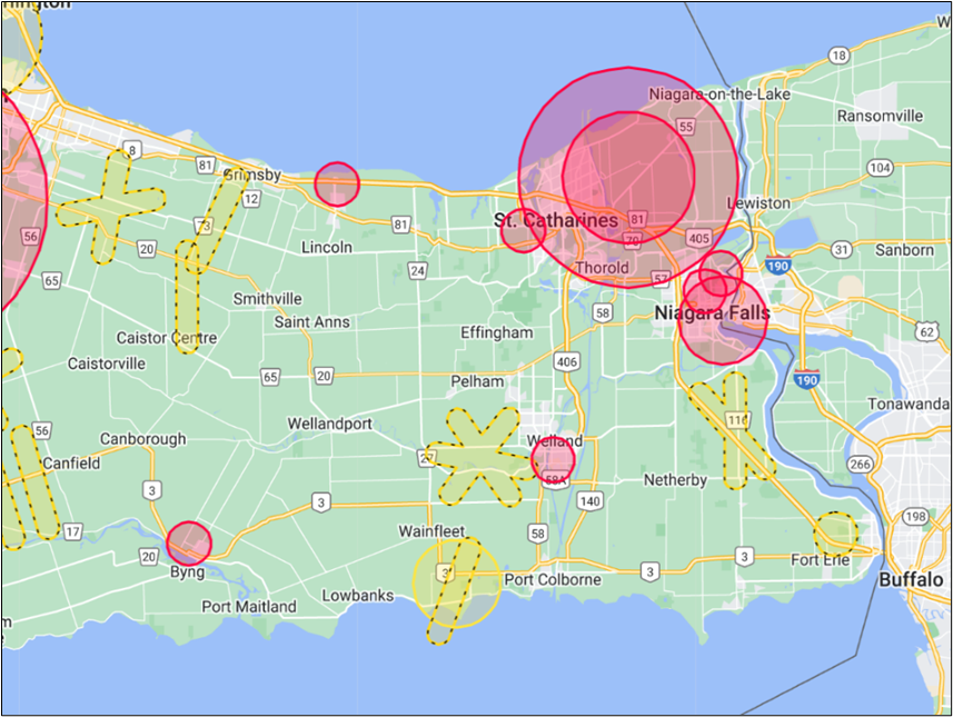 UAV no fly zone map niagara 