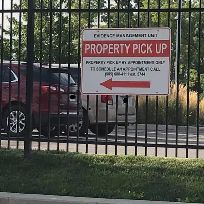a sign on a gate