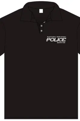black dryfit shirt with police wordmark