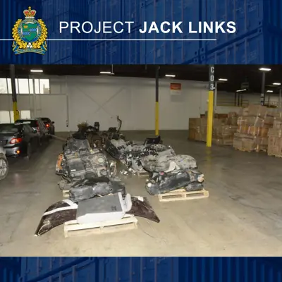 Car parts on skids in a warehouse