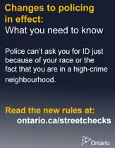 carding info poster - for more information visit ontario.ca/streetchecks