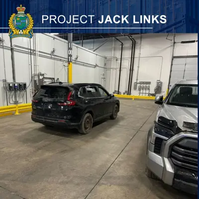Warehouse with a recovered Honda vehicle