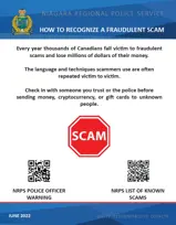 A screenshot of a poster about recognizing a scam. Click link to learn more
